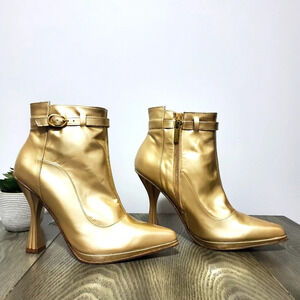John Fluevog Gold Heeled Boots